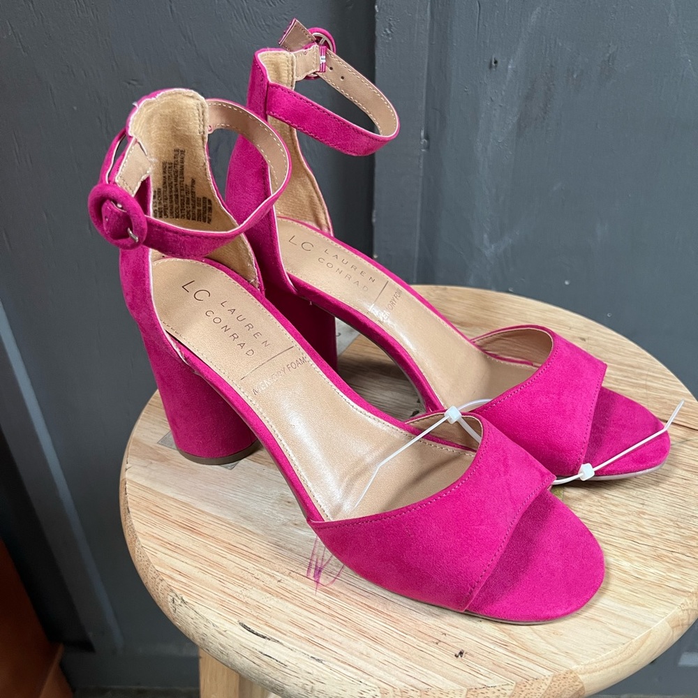 Lauren Conrad Hot Pink Ankle Strap Heels